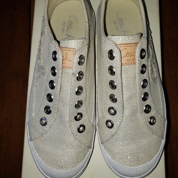 Coach Canvas Glitter Sneakers Size 5 - Picture 1 of 6